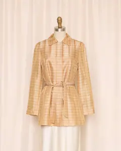 Giovanni Valentino Plaid Silk Belted Blazer