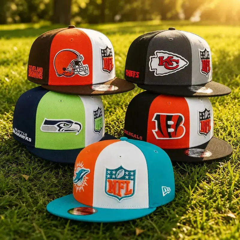 New Era NFL 9FIFTY Snapback Adjustable Flat Brim Football Hat Kansas City Chiefs KC Seattle Seahawks Cleveland Browns Cincinnati Bengals Miami Dolphins Embroidered Logo Streetwear Hip Hop