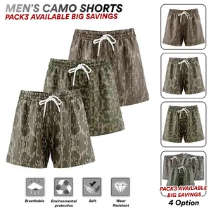 Men’s Hunting Camo Shorts - 5” Inseam, Quick Dry, Soft, Breathable - 1 Pack or 3 Pack Basic Men’s Shorts