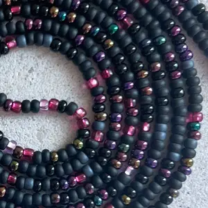 NEBULA - Tie On Waist Beads - 45 to 60 inches Waistbeads - Black Waistbeads - Made By Venus Waistbeads