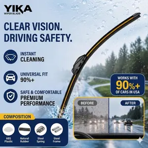 【YIKA】Universal J/U-Hook Wiper Arms & Ultra-Silent Frameless Wiper Blades — OEM Quality | The Ultimate Wiper | Heavy-Rain Performance | Streak-Free | All-Season Silent Operation | Easy Installation | Auto Accessories