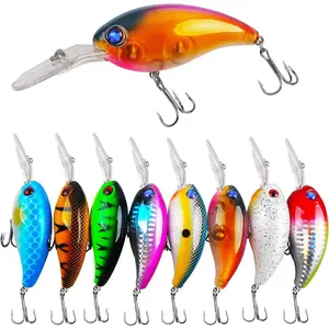 8PCS Fishing Lures Popper Lures Shadllow Deep Diving Swimbait Crankbait Fish Wobble Hard Fishing Baits for Bass Trout Freshwater and Saltwater Fish Tackles 3.54inch/4.0inch