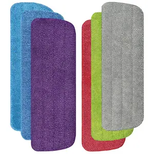 Microfiber Mop Cloth, 4 Counts Wet and Dry Hook & Loop Mop Accessories, Household Cleaning Tool for Home Kitchen Bathroom, Replacement Mop Pads