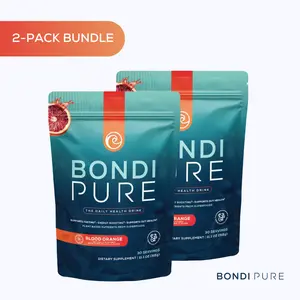 Bondi Pure Blood Orange Wellness Drink (2-Pack) : Plant-Based Daily Drink Mix with Organic Superfoods & Fiber – For Gut Health & Energy – Delicious Orange Flavor – 30 Servings Each