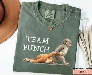 Team Punch Comfort Colors T-Shirt, Baby Monkey Punch Shirt, Cute Monkey Art Tee, Rescue Story Animal Lover Gift F