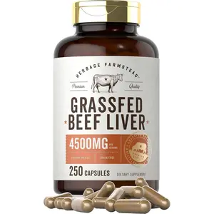 Grass Fed Beef Liver Capsules 4500Mg | 250 Count | Desiccated Supplement | Non-G
