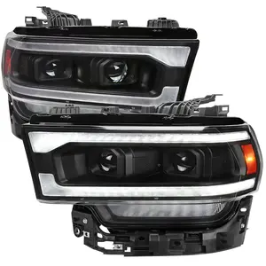 2019-2024 Dodge RAM 2500/3500/4500/5500 Switchback Sequential LED Turn Signal Projector Headlights (Matte Black Housing/Clear Lens)