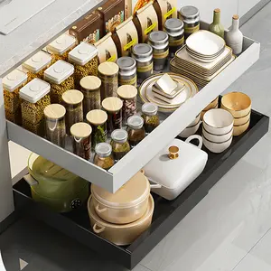 Expandable Pull Out Cabinet Organizer, Heavy Duty Slide Out Drawers Storage for Kitchen Pantry Bathroom