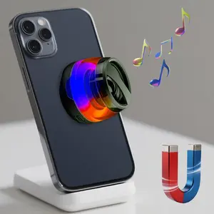 Mini Magnetic Bluetooth Speaker with RGB Lights – Portable Wireless Stereo Speaker, Rechargeable Battery, Small Outdoor LED Speaker, Gift for Family & Friends