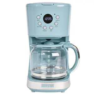 Haden Brighton 12 Cup Programmable Coffee Maker, Sky Blue & Chrome