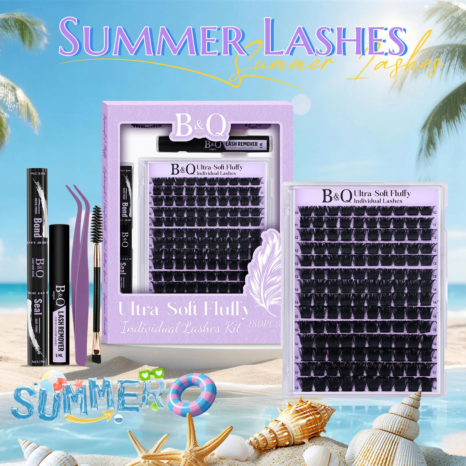 【Exclusive】200D 300DKit l B&Q Evil Lash,Dramatic Soft Mega Thick Volume Individual Clusters,D-Curl, DIY Ultra Soft Eyelashes Extension,Waterproof Sleep proof, Long Lasting,Salon Full Fake Lashes, Makeup Cosmetic Lash Stacking Vacation #dealsforyoudays