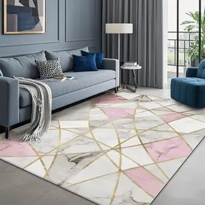 Geometric Pattern Area Rug, 1 Count Non-slip Washable Floor Mat, Decorative Carpet for Home Living Room Bedroom Hotel Dormitory