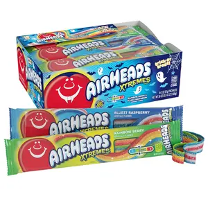 Airheads Xtremes Belts, Halloween Trick or Treat Pack, Rainbow Berry and Bluest Raspberry Flavors, Assorted Multipack, 2oz (Pack of 18)