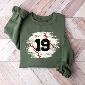 Message Me to Custom - Baseball Team Number Graphic Sweatshirt, School Baseball Number Mascot Mom Game Day Sweatshirts for Fans