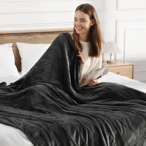 Queen Size Electric Heated Blanket 84''X90'' Soft Plush Flannel Dual Controllers 5 Heating Level 10 Hour Auto Off ETL Certified Warm Gift (Charcoal Grey)