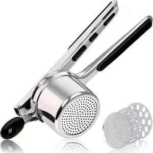 Heavy Duty Potato Ricer & Masher with, Commercial & Home Kitchen Use, Easy-Clean Stainless Steel Construction, Interchangeable Discs for Fluffy Mashed Potatoes, Spaetzle, Potato Puree - Ideal for Restaurants, Households, Restaurant Equipment