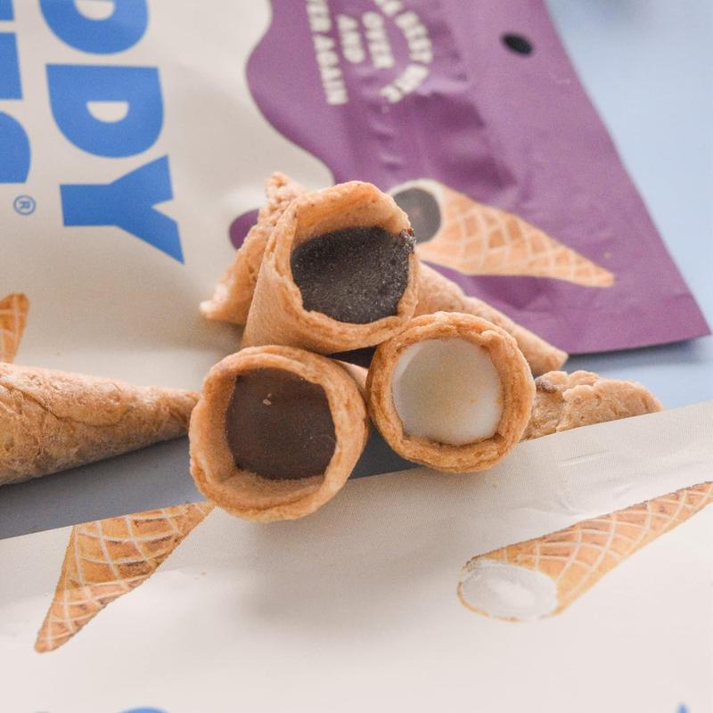 Muddy Bites Waffle Cone Snacks Bite Sized Filled Cone Bites for Snack or Dessert, Milk, Dark & White Chocolate, Made with Cane Sugar, Kosher, Fair Trade Certified (Variety Pack, 6 Bags)