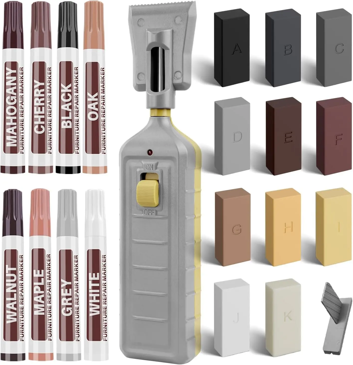 Laminate Floor Repair Kit, Wood Furniture Repair Kit with 11 Colors Hardwood Floor Wax and 8 Colors Furniture Markers, Vinyl Linoleum Floor Repair kit Covers Scratches, Stains, Hole, Cracks