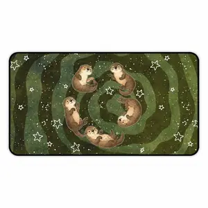 Whimsical Otters Starry Night Playmat Otter Cosmic Spiral Mouse Pad with Zones, Funny Magic the Gathering Desk Mat TCG