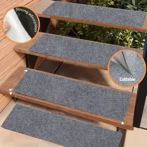 6-Piece Polyester Stair Carpet Set, Static Adsorption Noise Reduction, Easy Stick-No Glue, Ideal for House Stairs & Entryway
