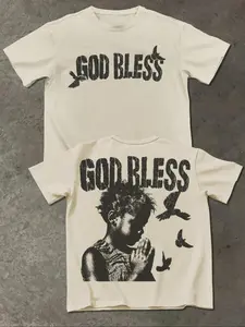 Men's Christian Prayer Graphic Printed Tee, Casual Loose-Fitting Short Sleeve Tee for Summer, Perfect for Sports and Daily Wear