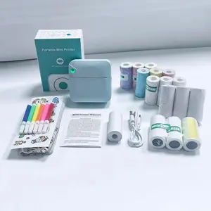 Portable Mini Printer Set, USB Rechargeable Wireless Thermal Printer with Paper, Ideal for Home Office School Portable Photo Printer