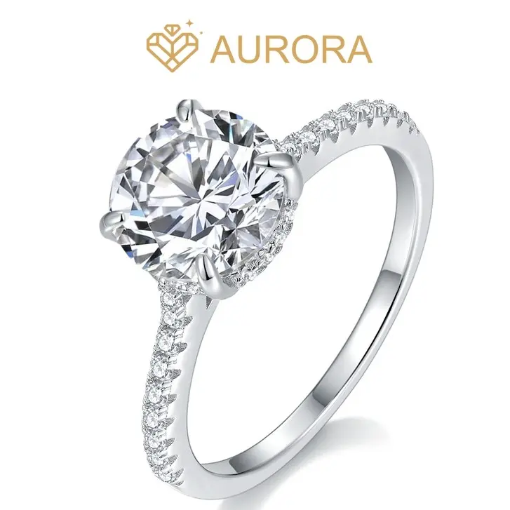 【#32 Sunrise】 Full Moissanite main stone and side stone rings with 925 Sterling Silver High Quality Luxury Engagement Anniversary Gifts Jewelry Synthetic Moissanite