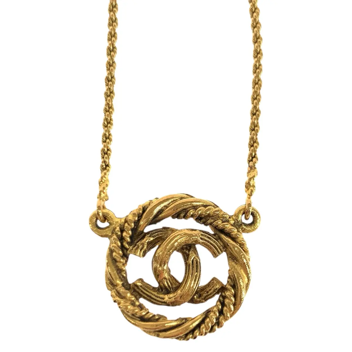 Pre-owned CHANEL Gold-plated Small Leather Goods Coco Mark Necklace
