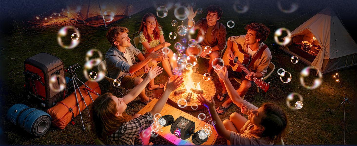 Cossy Rechargeable Bubble Machine, 360° Automatic Rotation Bubble Machine for Kids, Bubble Maker with Remote Control, RGB Lights & 20000+ Bubbles Per Minute, Outdoor Toys Games for Kids/Adults