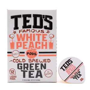 Ted's Tea Single Serve Liquid Tea Concentrate Pods by Java House, Peel and Pour, White Peach Green Tea (Pack of 12)