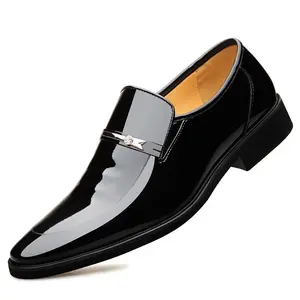 Men's casual leather shoes, business patent leather formal loafers, one-pedal design, suitable for weddings and business parties