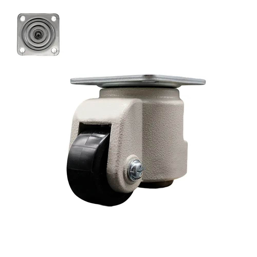 Service Caster SCC-TPLV30S60-NYR-660-DC Adjustable Swivel Plate Mount Floor Levelling Caster, 2.44 in. Black Nylon Wheel, 660 lbs Total Capacity, Powder Coated Light Duty Castor, Casters