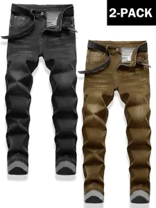 New men's slim-fitting retro washed cat whiskers, Ma Liu jeans 2 packs, casual, comfortable and versatile