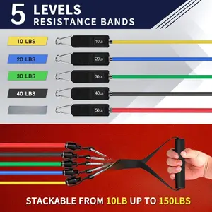 WHATAFIT Resistance Bands, Exercise Bands，Resistance Bands for Working Out, Work Out Bands with Handles for Men and Women Fitness, Strength Training Home Gym Equipment