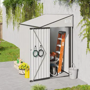 Sloped Roof Storage Shed with Single Hinge Door & Protective Film Coating, Well-Ventilated & Sturdy Outdoor Storage for Versatile Use