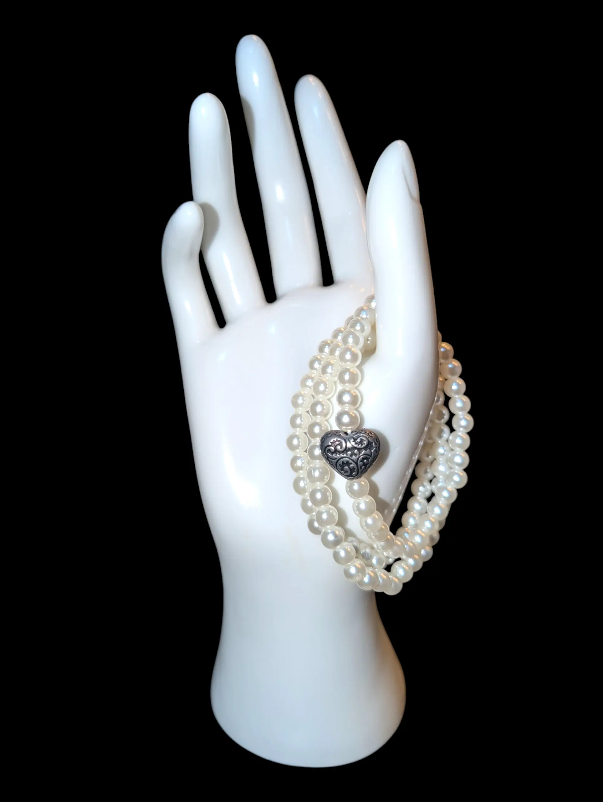 Mingle Pearl Heart (3 String) Bracelet