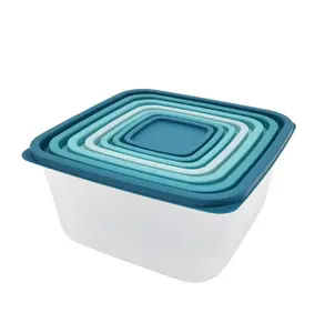 Teal 14-Piece Plastic Food Storage Container Set – Stackable and Airtight