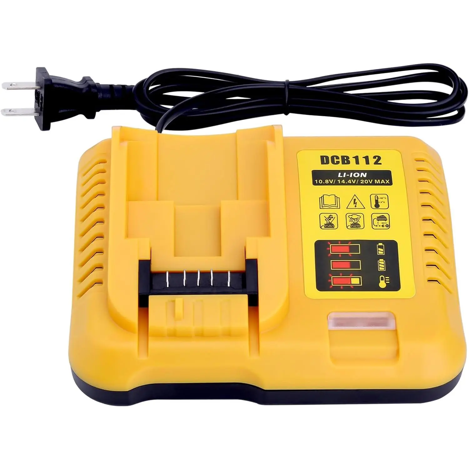 DCB112 20V Lithium Power Tool Charger - 100-240V/AC, 22V Max, 2A Output Efficient Replacement Adapter with Cooling System, LED Display, 12V-20V Input Compatibility, Stable Current