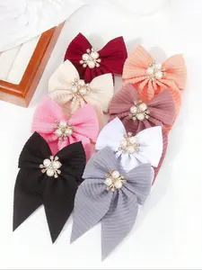 8-Piece Artificial Pearl Rhinestone Butterfly Hair Clip Set, Colors, Girls Women Accessories Hair Decor for School Party Daily Wear Flat Hair Clips, Super Cute Clips, Barrettes