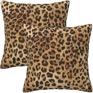 Leopard Pillow Covers 18x18 in Couch Pillow Case Sets of 2 Modern Decorative Square Throw Pillows for Home Living Room Bedroom Bed Cushion Outdoor