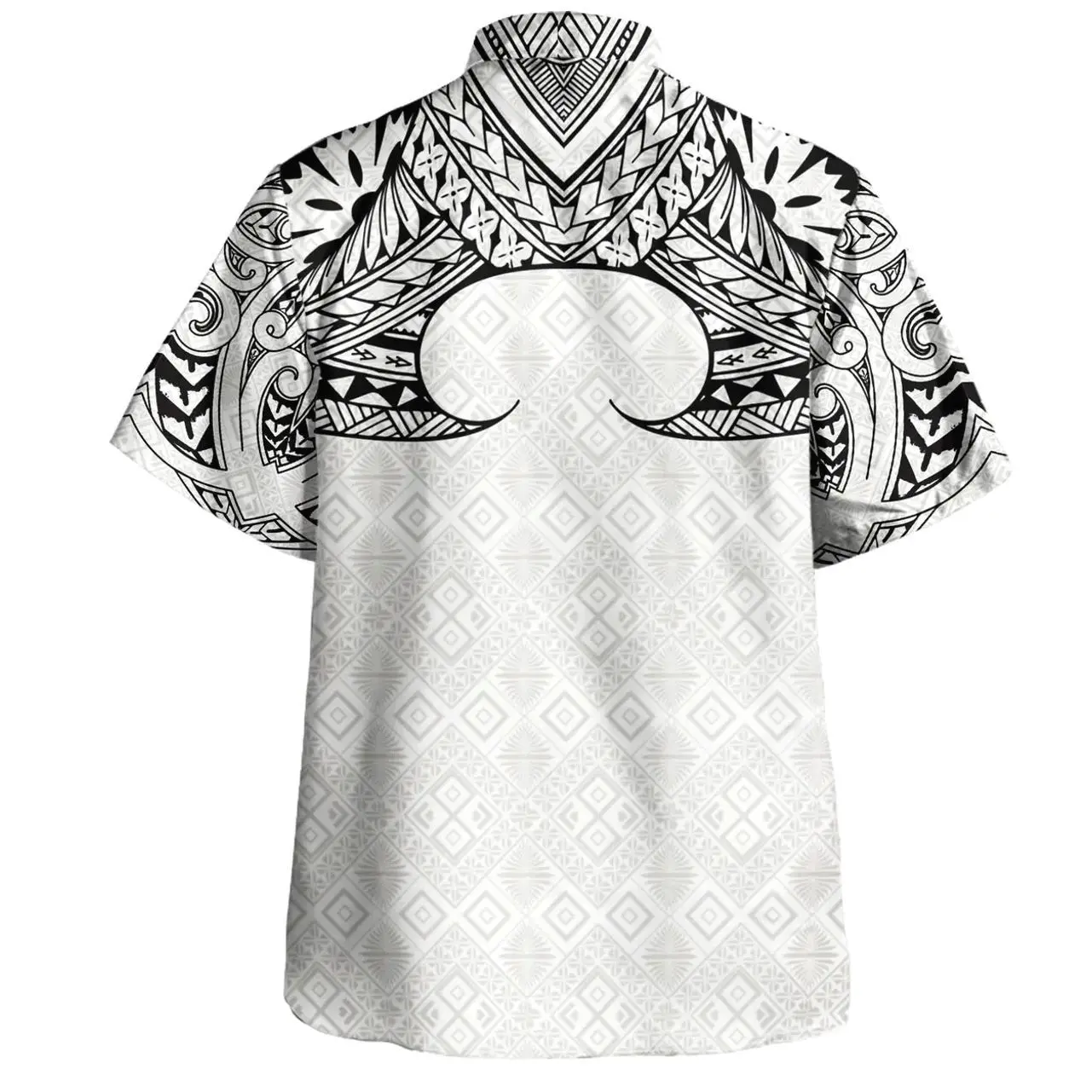 Polynesian Pattern Hawaiian Shirt for Men, Cultural Floral Print, Lightweight Casual Beach Summer Shirt