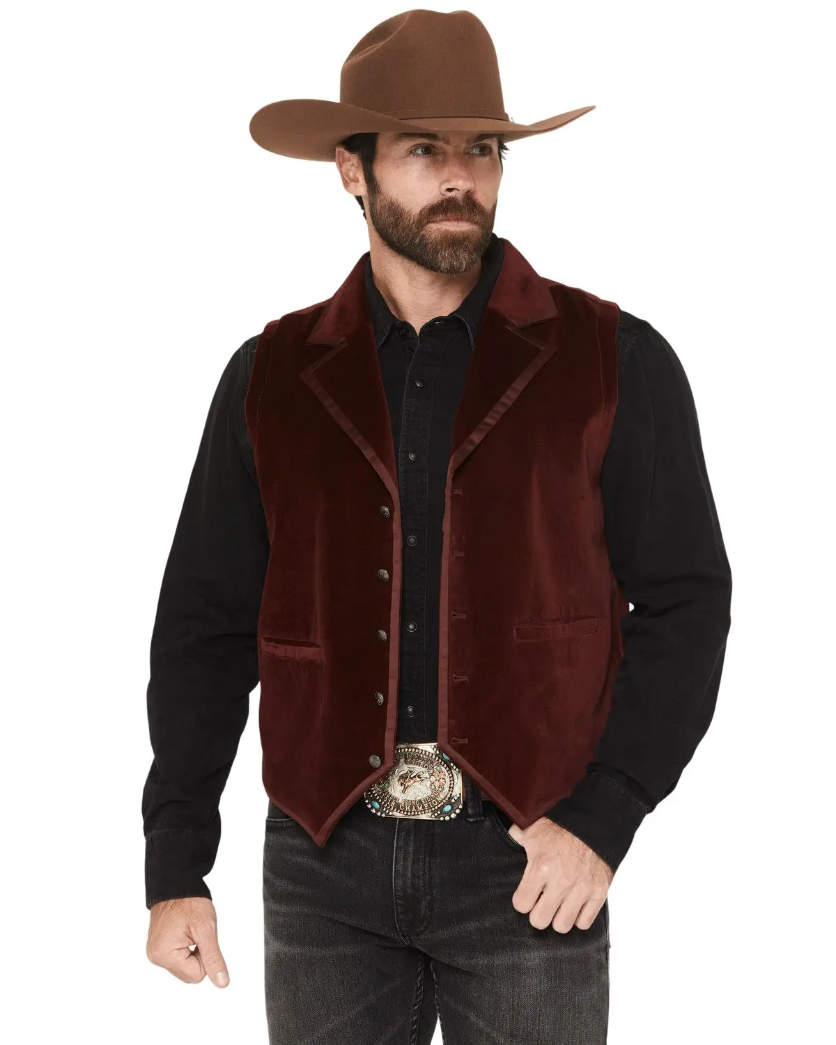 Moonshine Spirit Men's Single Breasted Velvet Vest - Msho25v2-Burg