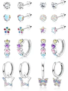 Hypoallergenic Earrings for Girls Steel Screw Back Stud Earrings for Toddlers Small Hoops Huggie Earrings for Teens Cute Little Girls Earrings for Kids(over 4 years old) Dainty Stud Huggie