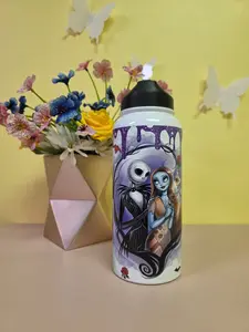 32 Ounce Water Bottle - Stainless Steel Drinkware | Nightmare Before Christmas Jack and Sally Purple