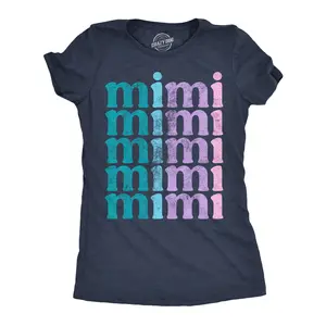 Womens Funny T Shirts Mimi Stacked Sarcastic Mothers Day Graphic Novelty Tee for Ladies Funny Womens T Shirts Cute Vintage Fashion Casual Ladies T-Shirt Gift Mother's Day Tops for Women Funny Grandma Top Navy -
