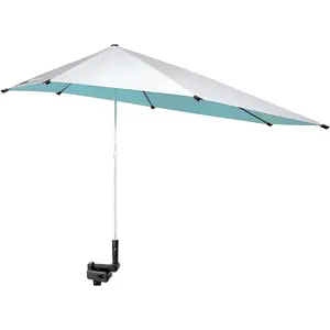 UPF 50+ Height Adjustable Chair Umbrella with Universal Clamp for Beach Chair, Golf Cart, Wheelchair, Stroller, Bleacher, Patio (Lake Blue)