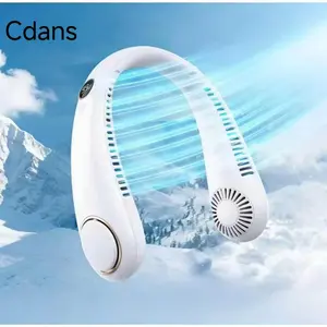 Cdans--Digital Display USB Rechargeable Hanging Neck Fan 5 Speed Adjustable Portable Wearable Cooling Fan For Outdoor Sports Travel Camping Daily Heat Relief