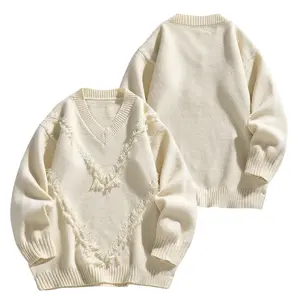 Laid-Back V-Neck Knit Top with Textured Fringe Accents & Timeless Silhouette