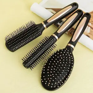 Collection of Versatile Hair Brushes - Round Brush for Adding Volume, Paddle Brush for Untangling, And Vent Brush for Fast Drying - Non-Slip Handle, Appropriate for All Hair Types