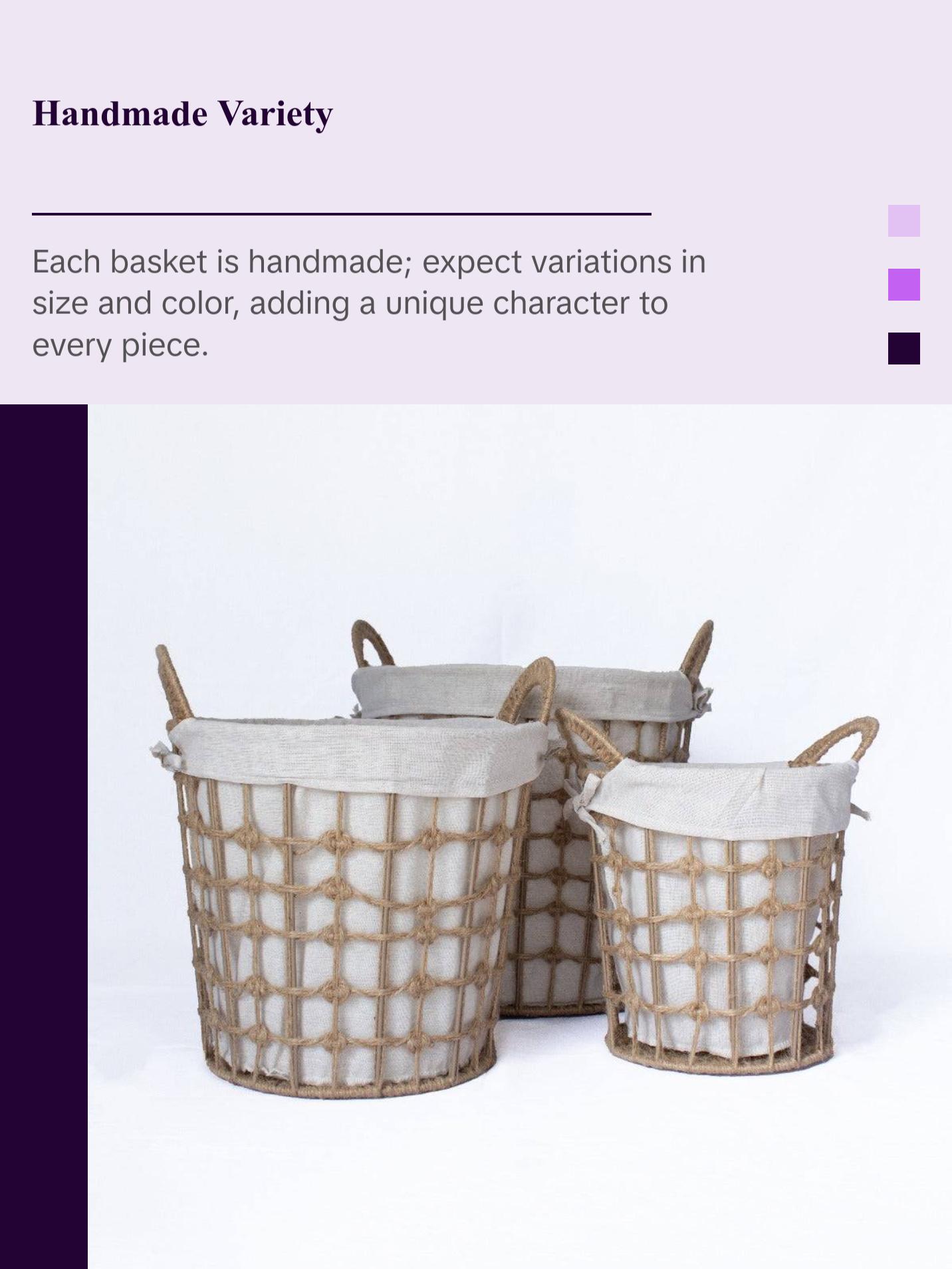 Round Hemp Tied Wire Basket with Fabric Inner Round Hemp Tied Wire Basket with Fabric Inner